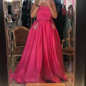 NWT Sherri Hill 50812 Hot Pink Prom Dress Gown